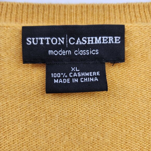 SUTTON CASHMERE 100% Cashmere Ruffle Trim Cardigan Pearl Buttons Yellow - Picture 3 of 4